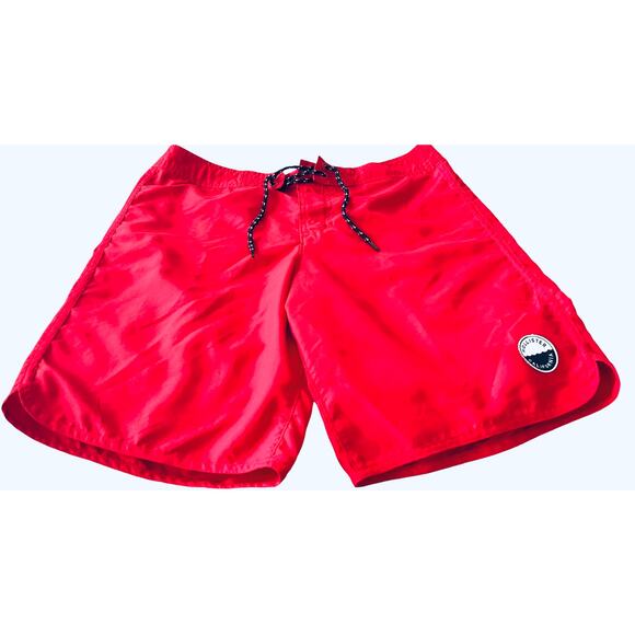 HOLLISTER CALIFORNIA SWIMWEAR TRUNKS, DRAWCORD, VELCRO FLY, MENS, M, RED, POCKET - Picture 2 of 11